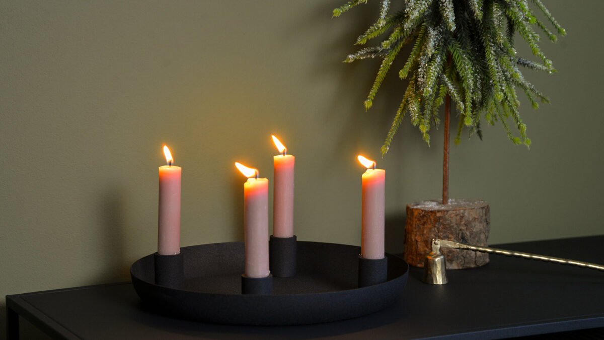 matte black textured candle holder bowl with candle snuffer