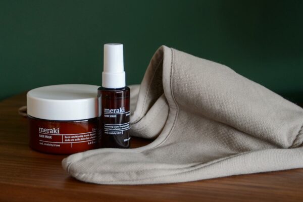 meraki hair care set towel serum and mask