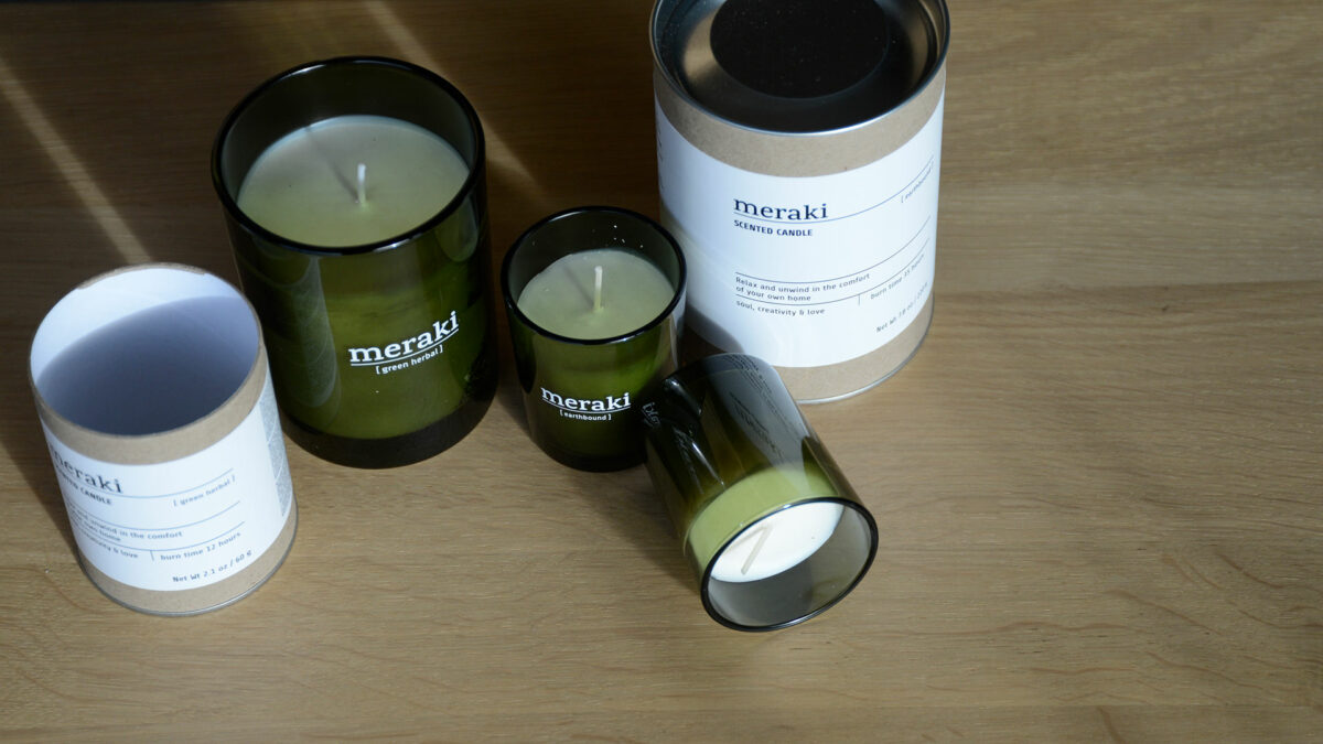 Scented Candles in Green Glass Jars