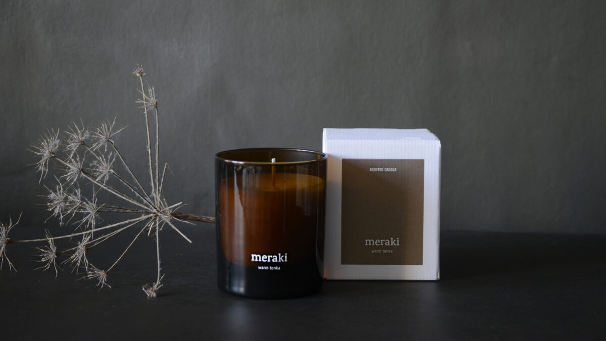 meraki warm tonka scented candle