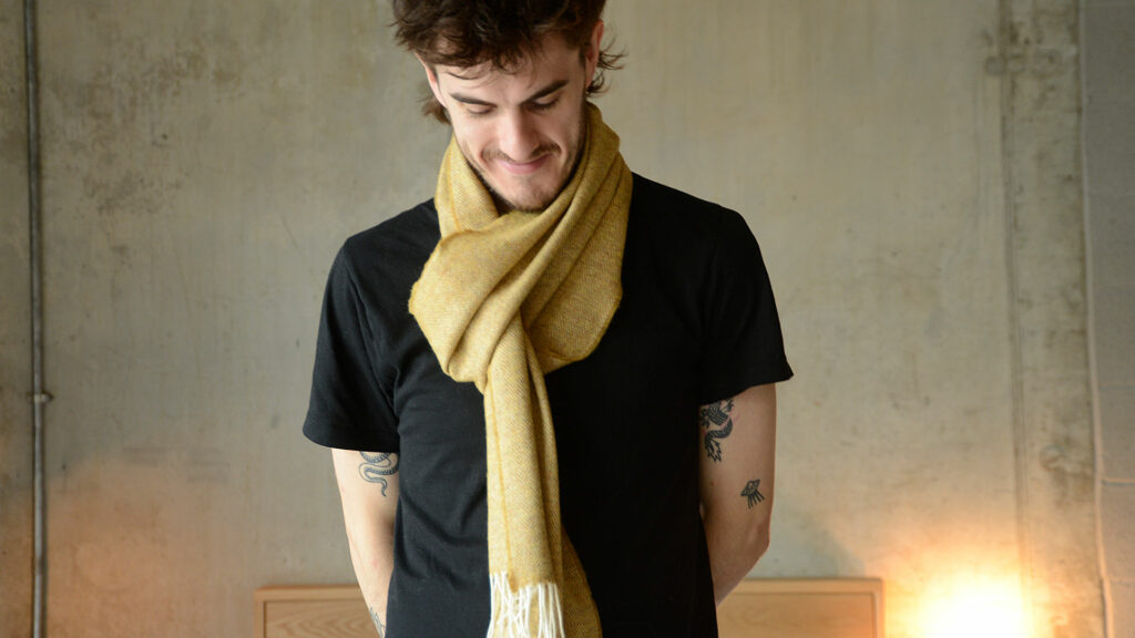 merino scarf in mustard colour
