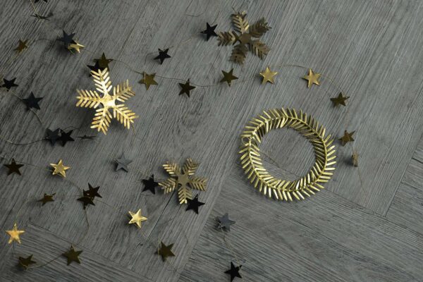 brass and black xmas decorations