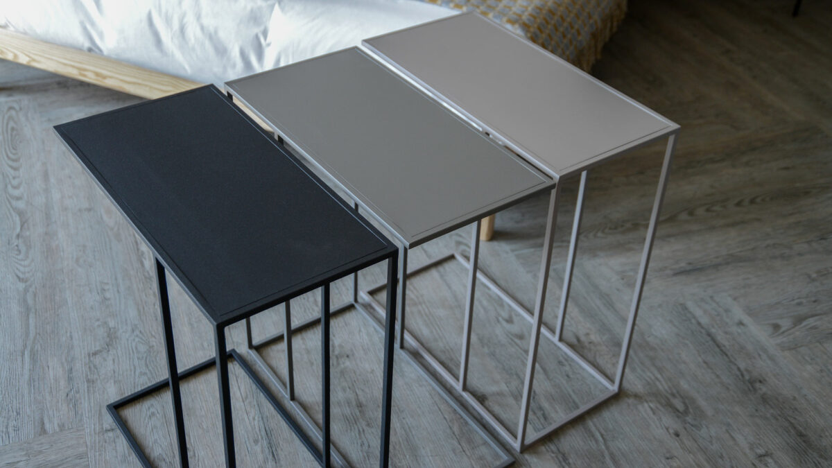 powder coated metal bedside tables in 3 colour options