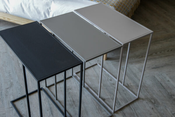 powder coated metal bedside tables in 3 colour options