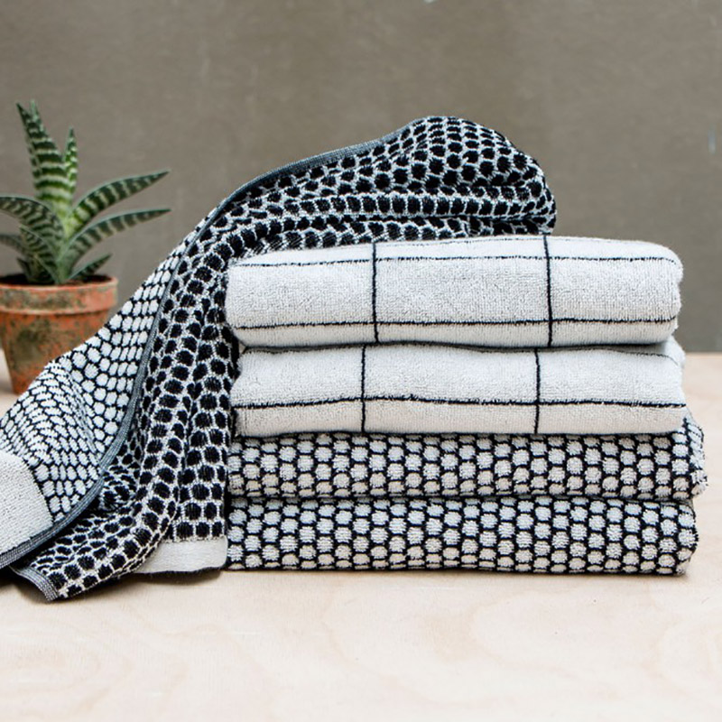 Mette Ditmer Black & White Towels - Grid Pattern