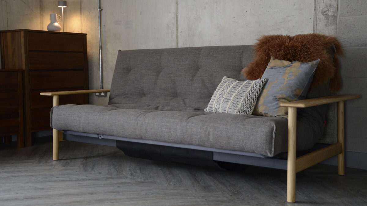 Mid-Century Sofa Bed with Oak Armrests - Image 7