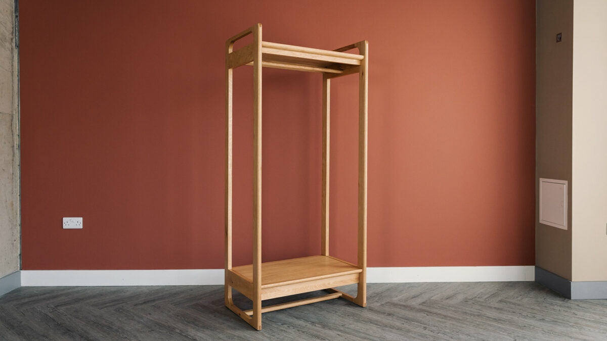 mid century look oak clothes rail