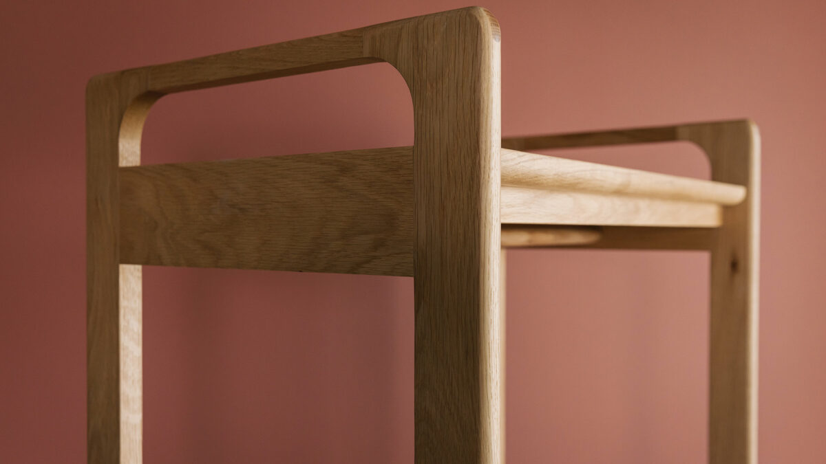 mid century style clothing rail detail