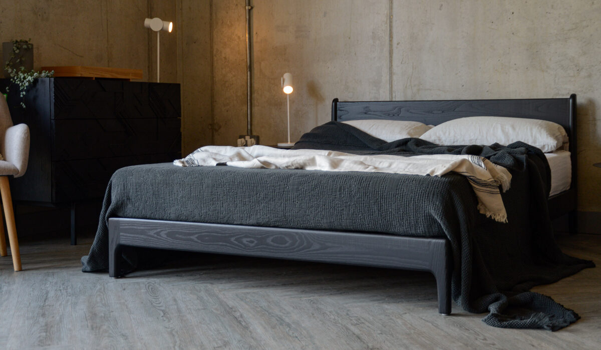 mid century style low bed black Pimlico 23