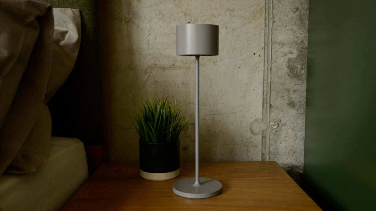 mid grey LED bedisde lamp