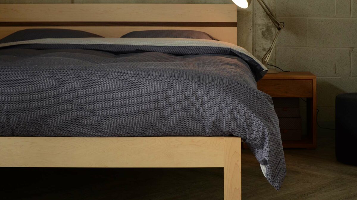 midnight blue sashiko print bedding on Tibet