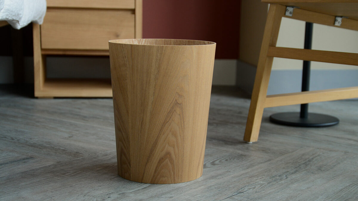 minimal modern oak office waste paper bin