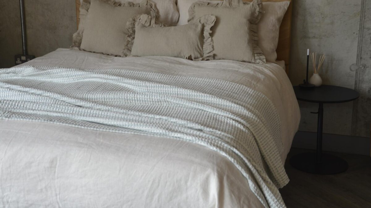 Pale Cotton Waffle Bedspreads - Image 7