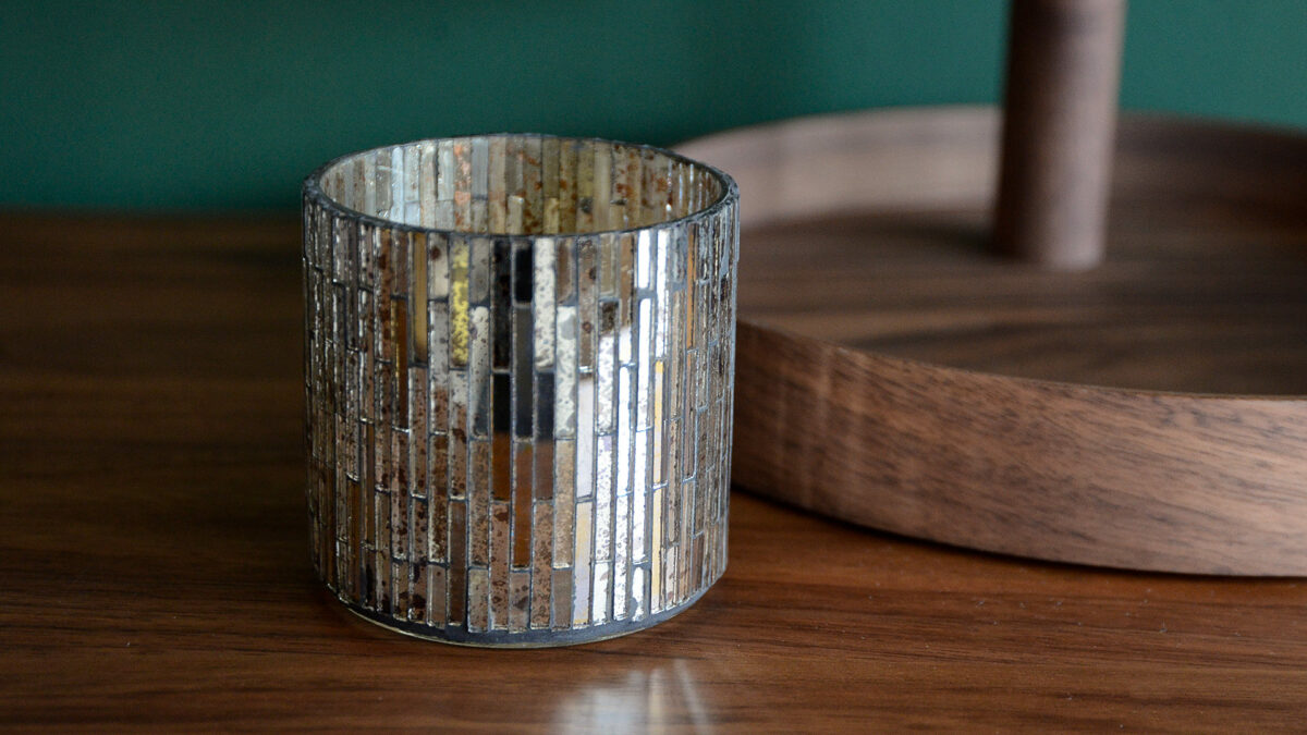 mirror mosaic candle. holder