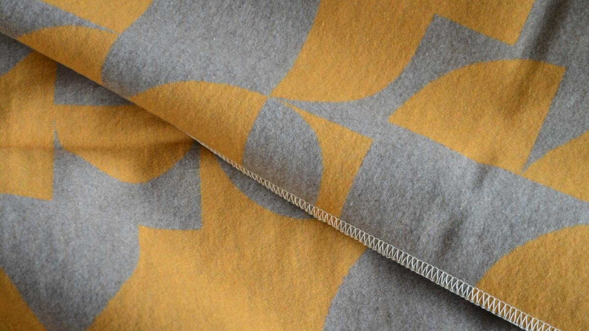 modern blanket grey and mustard