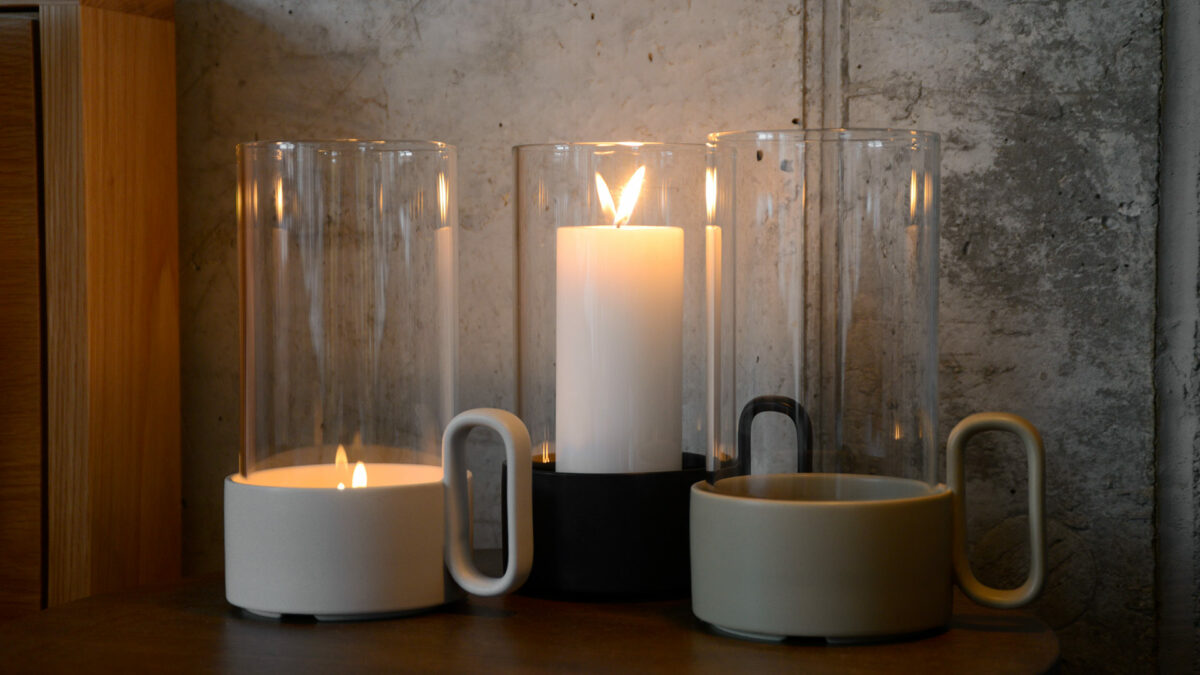 modern candle holders in ceramic glass