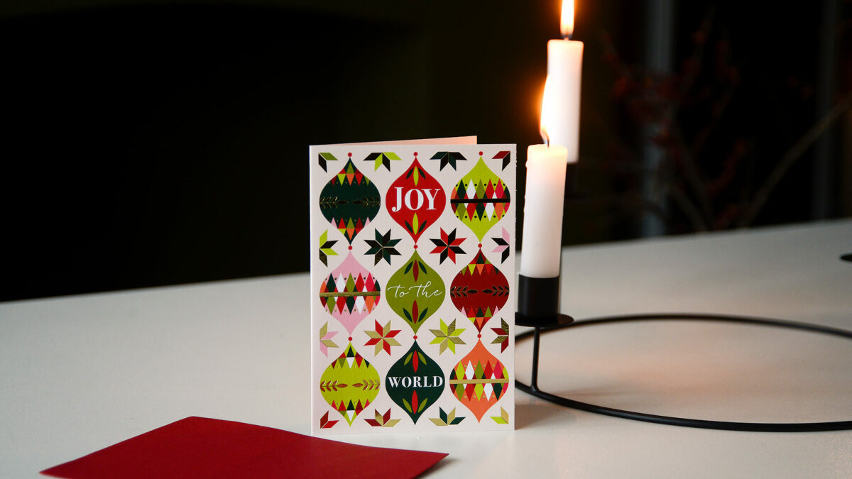 modern christmas card joy to the world