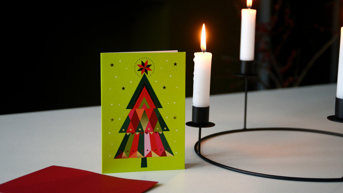 modern christmas tree card