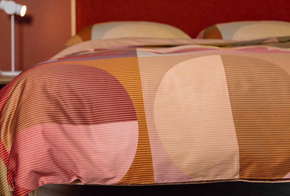 modern circle printed organic cotton bedding portrait