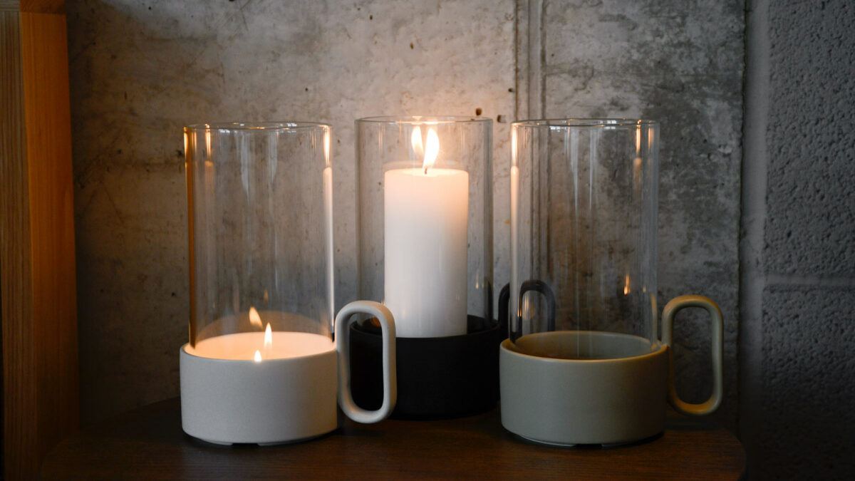 modern lanterns in glass and ceramic