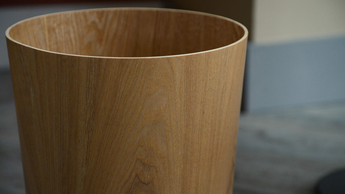 modern oak bin close up