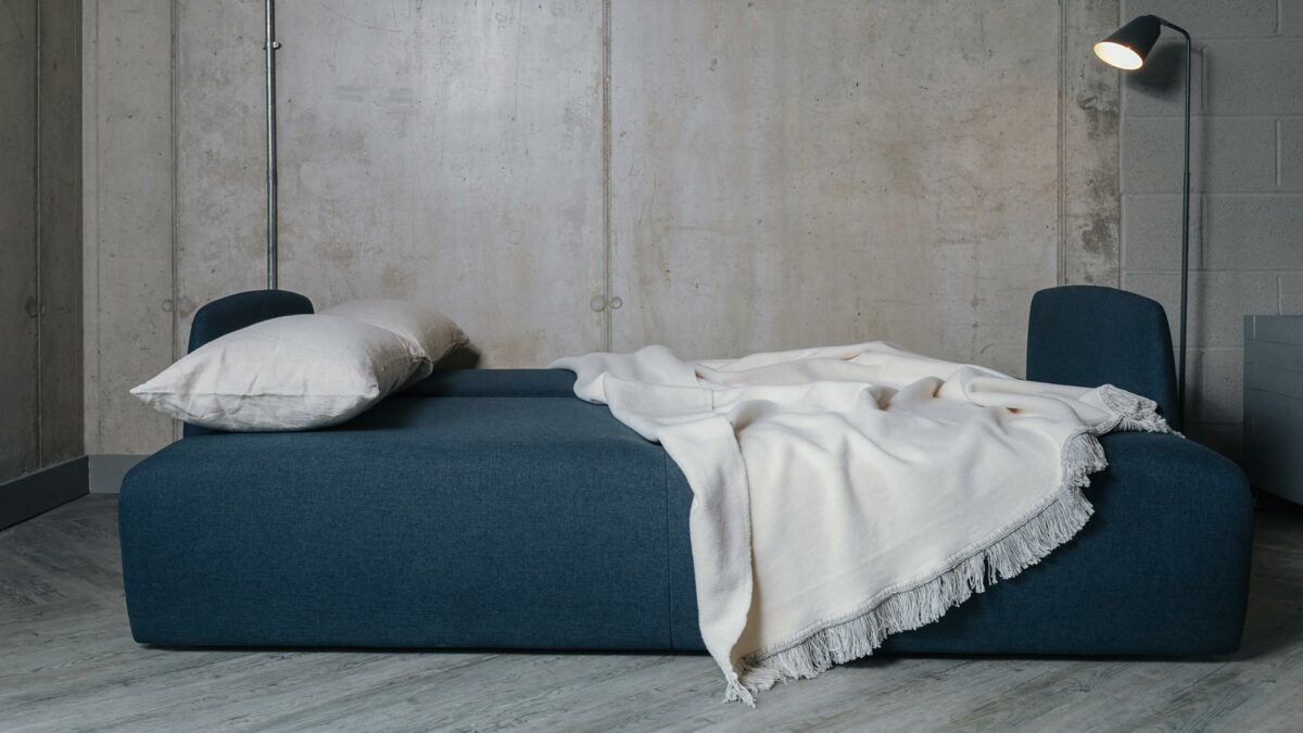 modern sofa bed as bed front