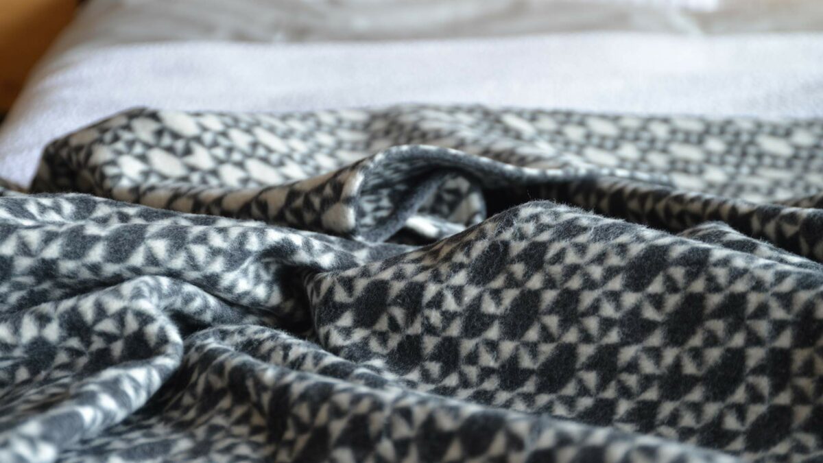 monochrome blanket with geometric print