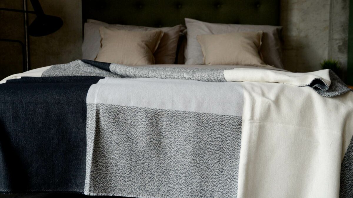 soft cotton monochrome woven design throw or blanket