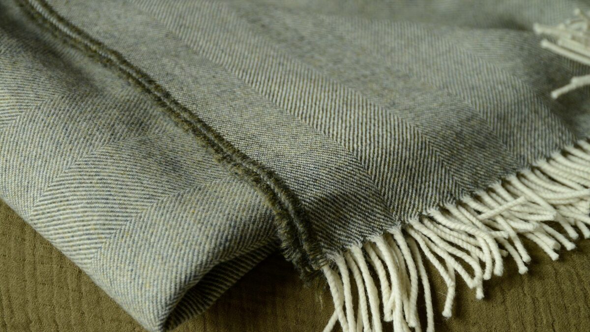 moss green herringbone throw