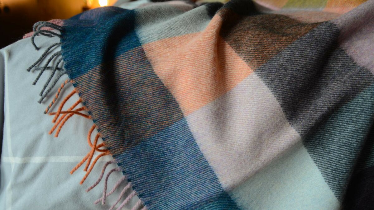 multi colour block aplaca rich throw