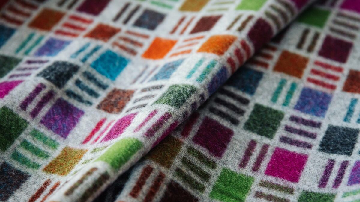 multi colour grid pattern bronte throw