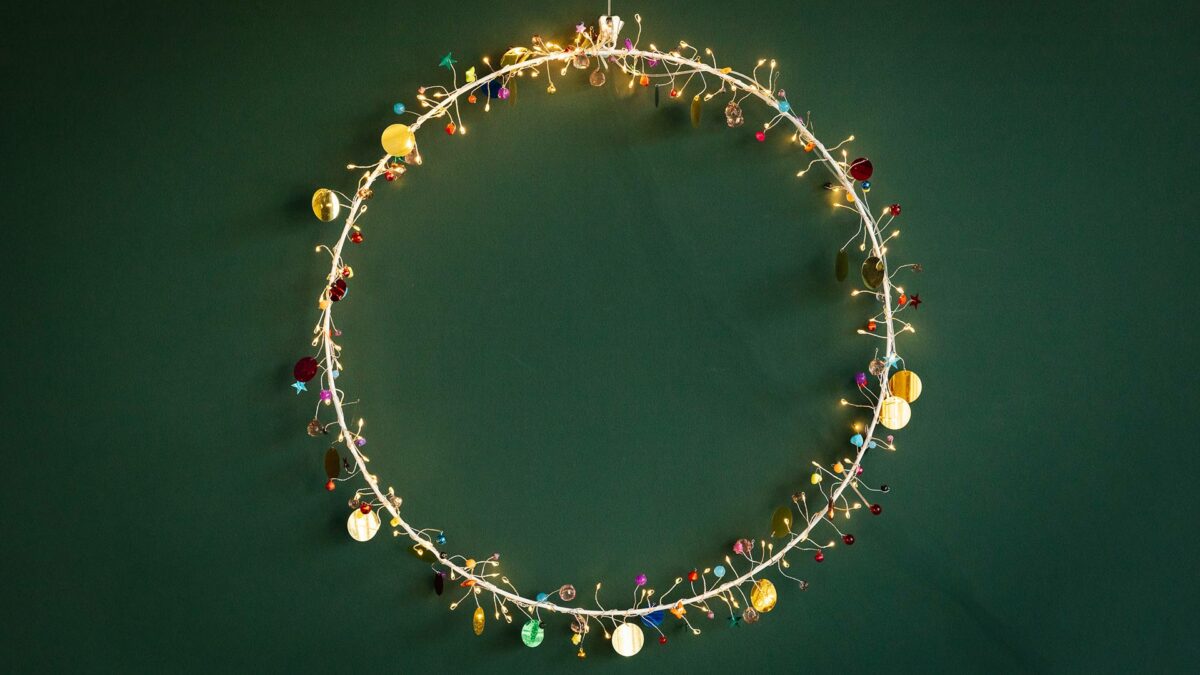 colourful light up wreath