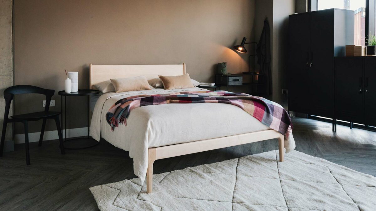 multicolour block pattern throw on camden bed