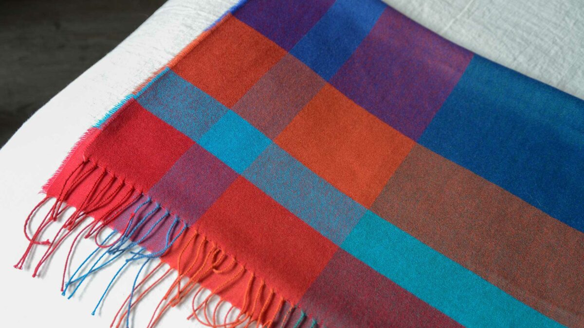 luxury lightweight colourful woven merino wool scarf