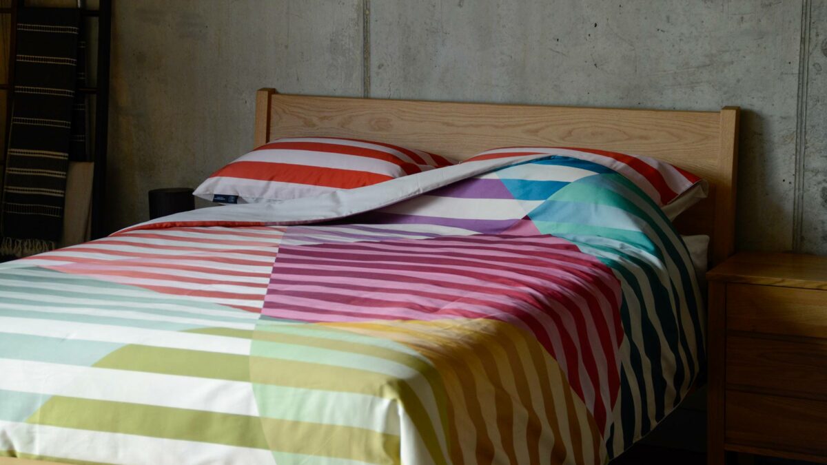multicolour stripe duvet set