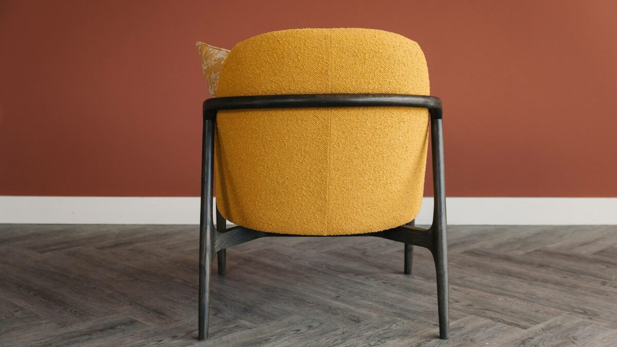 mustard colour upholstered bedroom chair