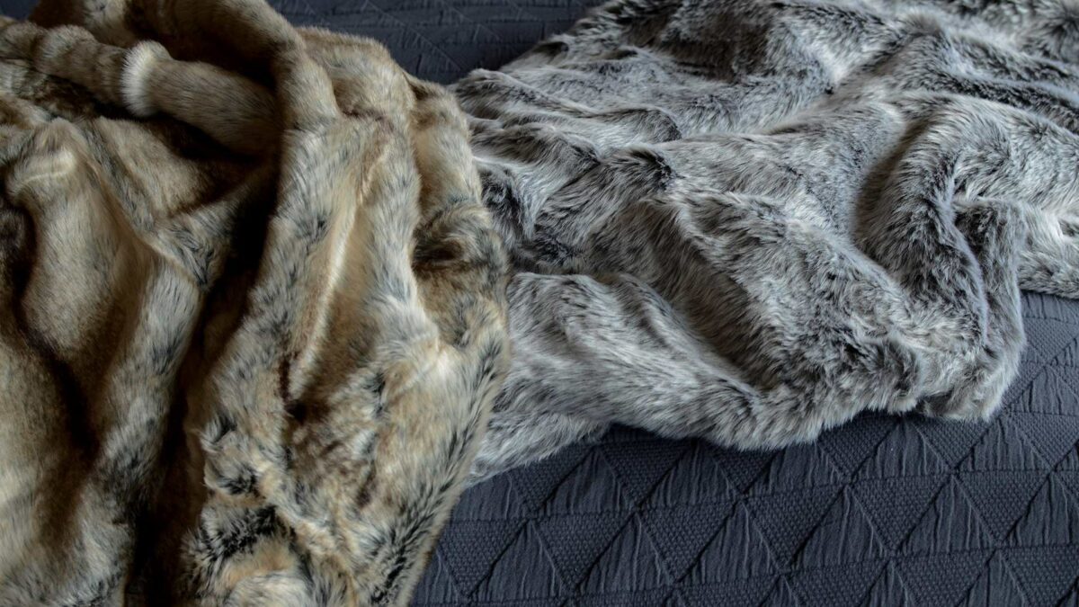 natural look faux fur throws elk silver fox