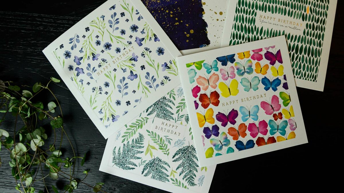 set of nature inspired pretty birthday cards