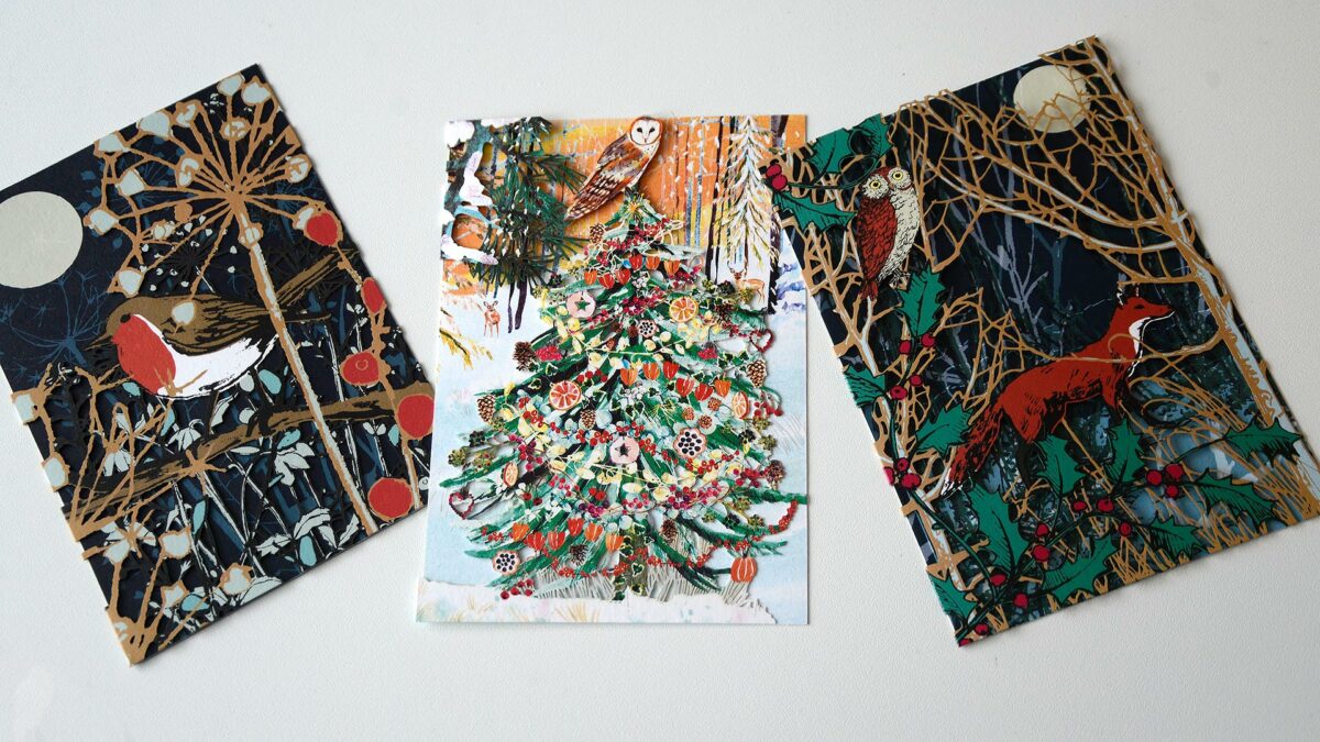 nature inspired laser cut christmas cards