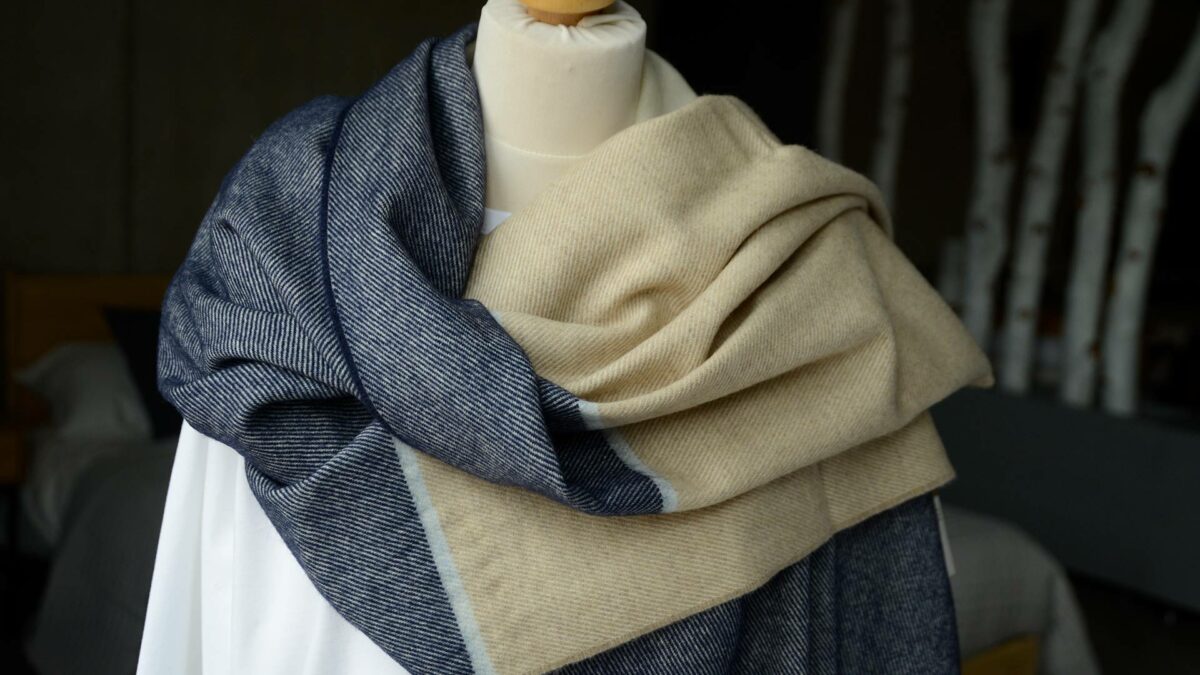 navy and beige pashmina
