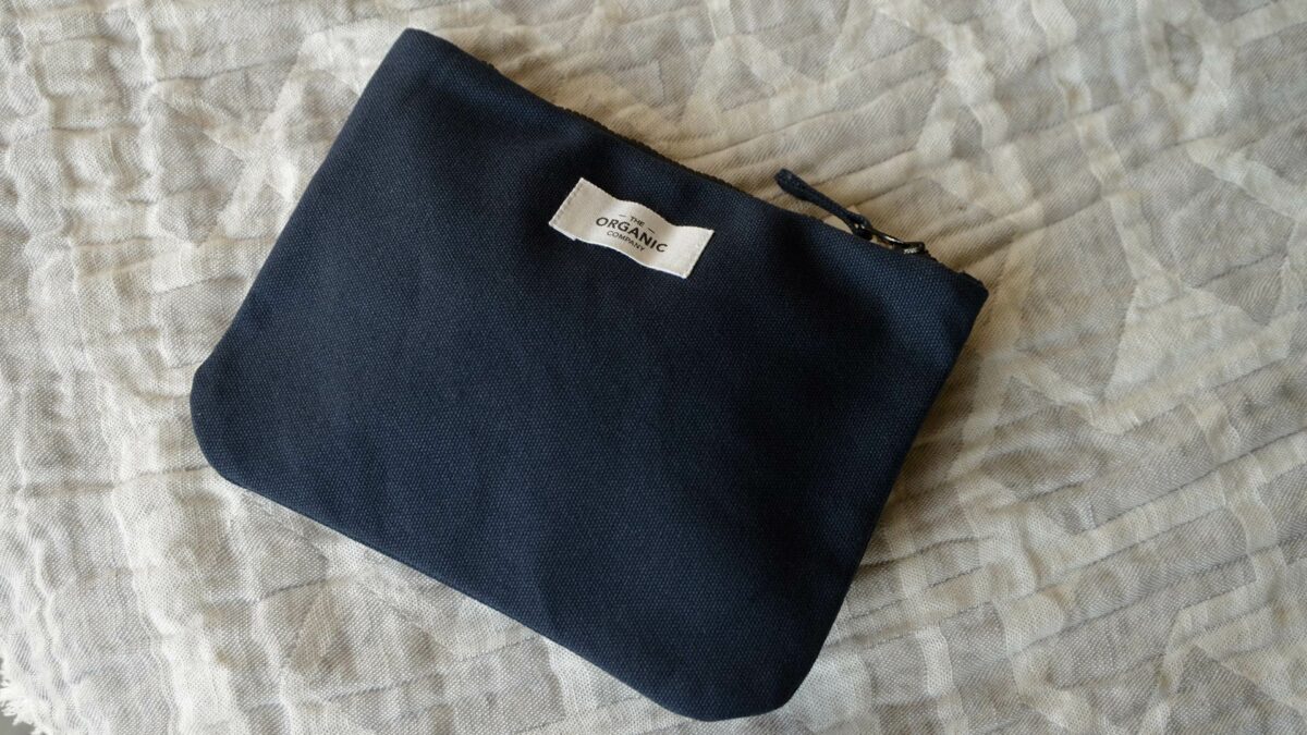 navy organic cotton zipped small bag