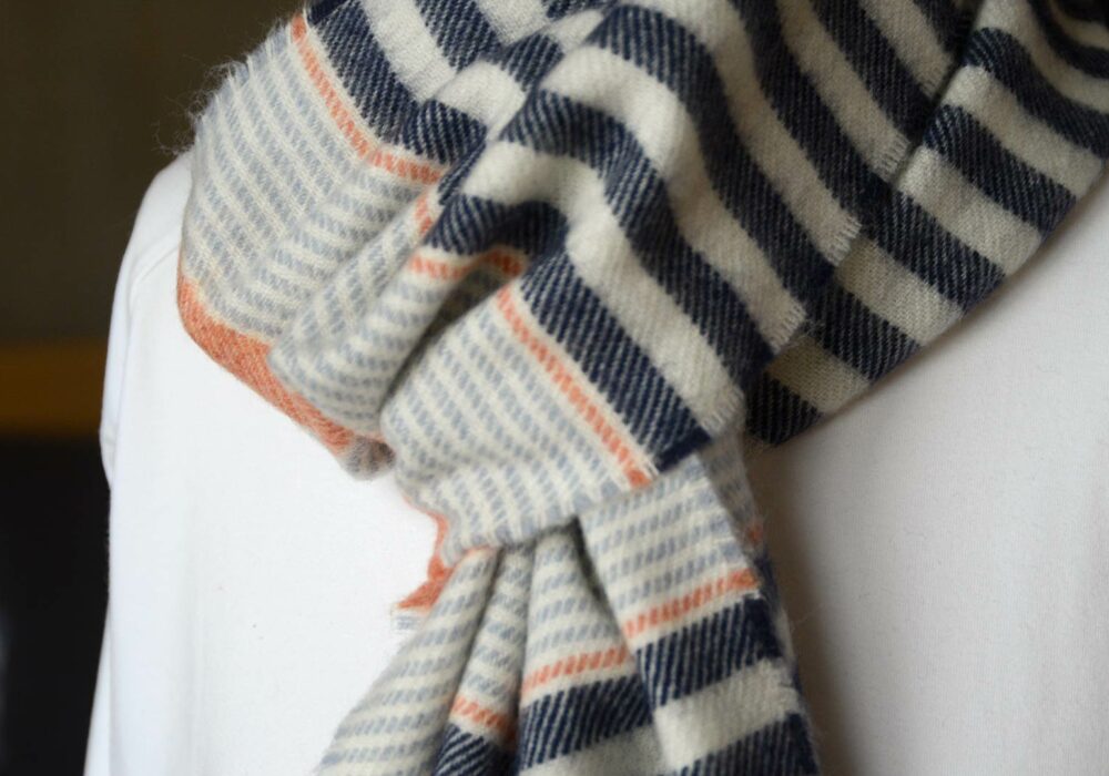Merino Lambswool Stripe Scarves Natural Bed Company