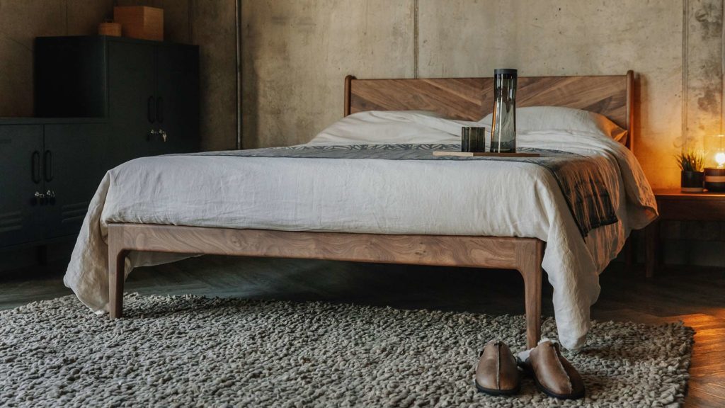 Hoxton handmade bed in solid walnut