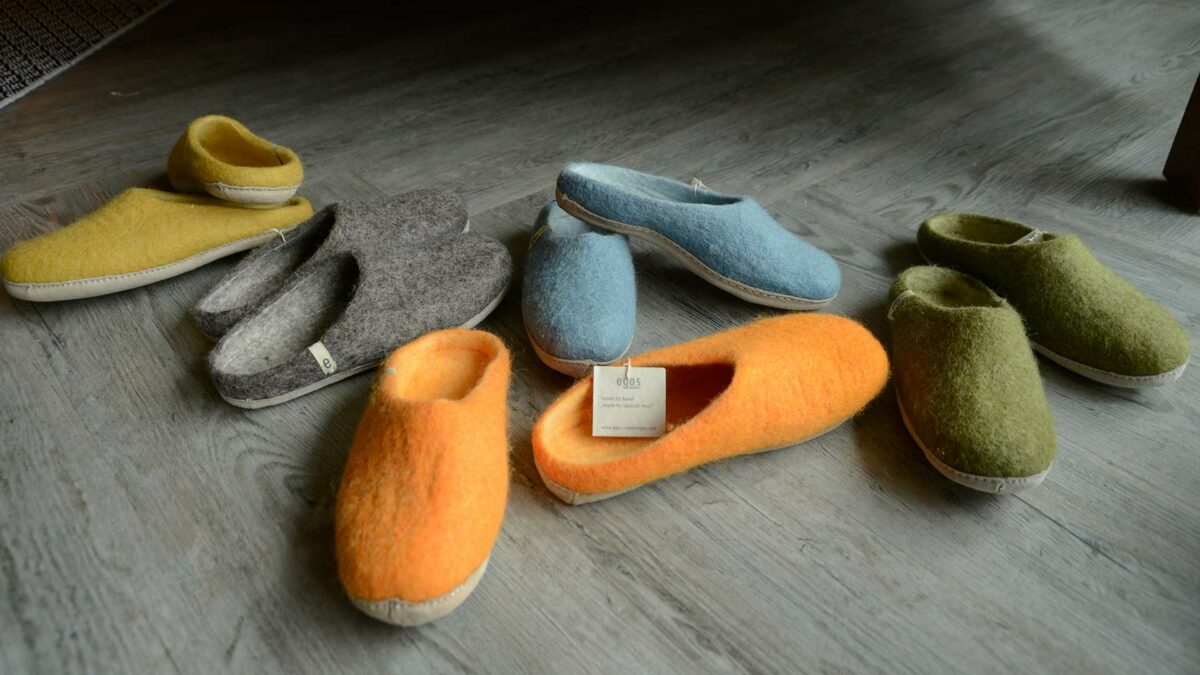 Felted New Zealand wool slippers in a range of colour choices