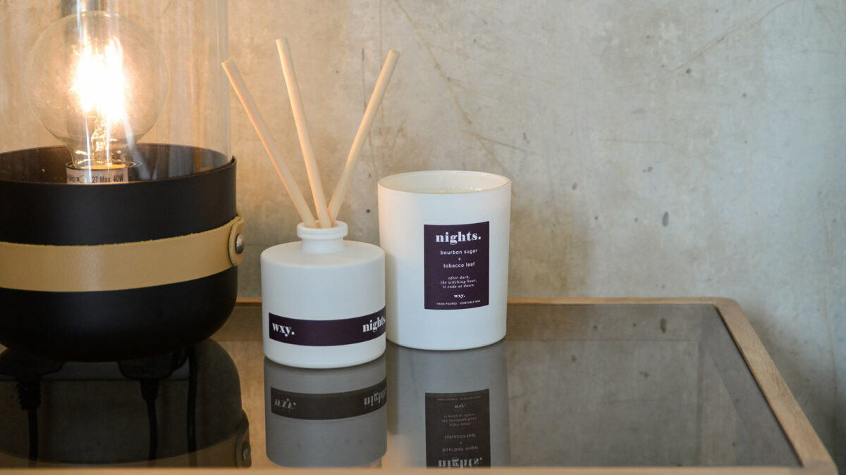 nights scents candle and diffuser