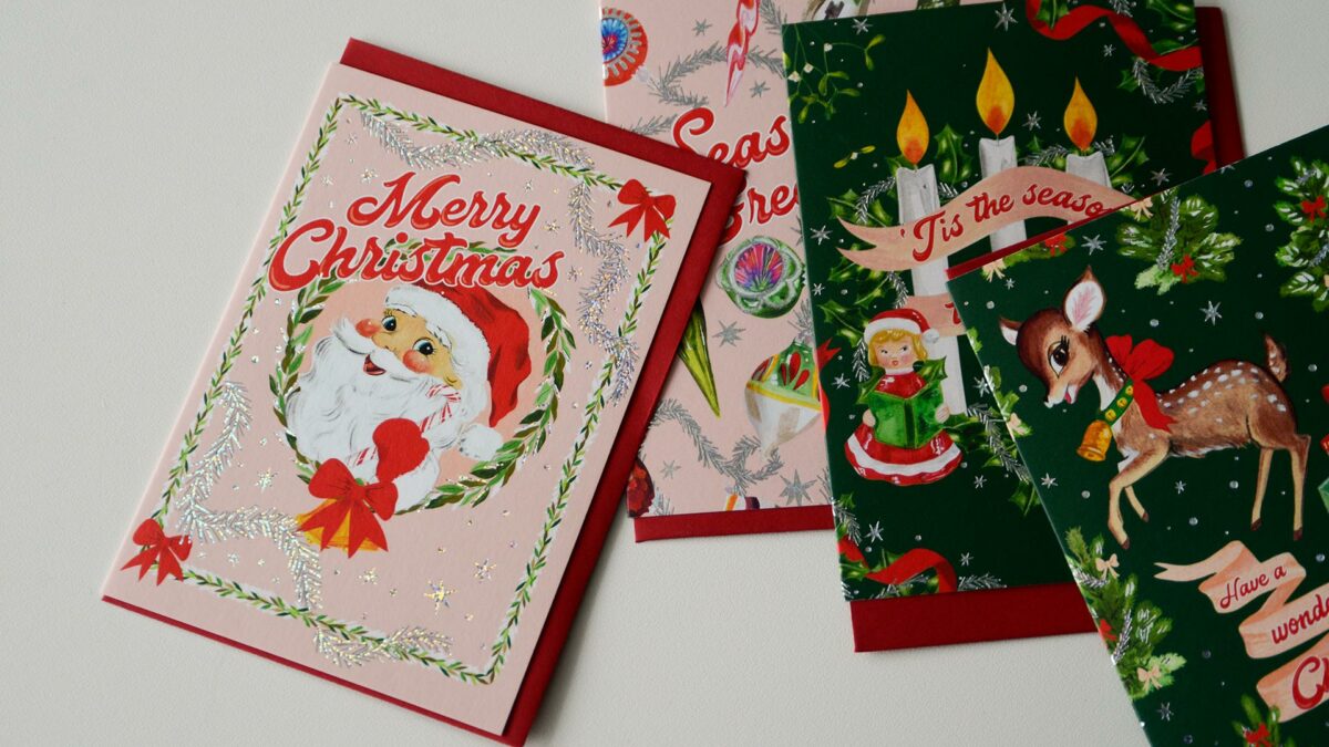 nostalgia cards with irridescent detail