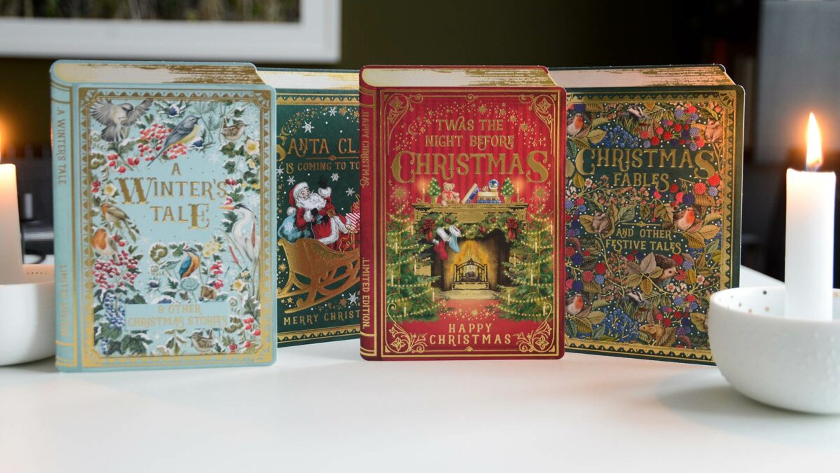novel theme christmas cards
