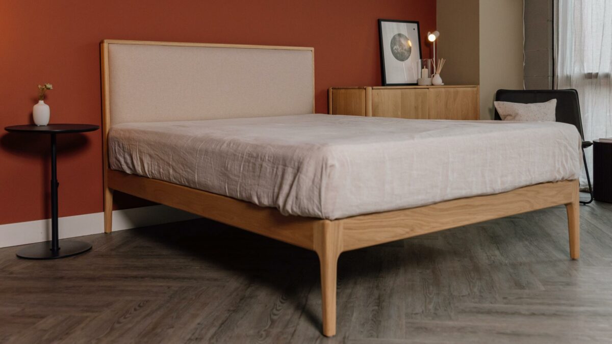oak Carlisle bed with Amatheon panel no bedding scaled