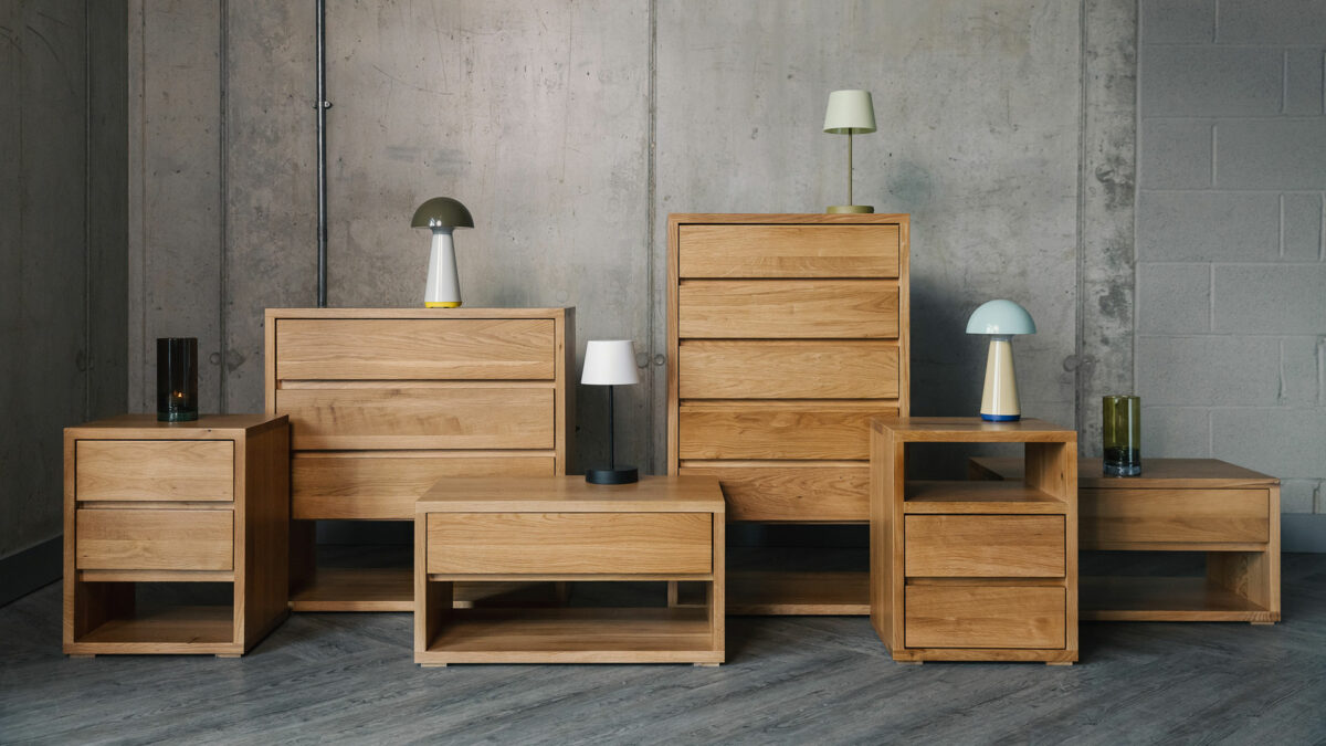 Black Lotus Cube range of solid oak bedroom storage chests in a range of sizes