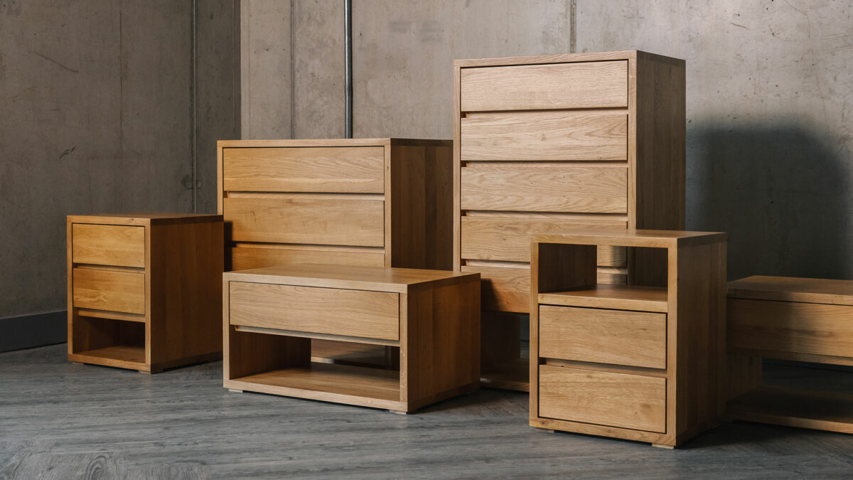 Exclusive to NBC our Black Lotus solid oak Cube bedroom storage chests shown in a range of sizes